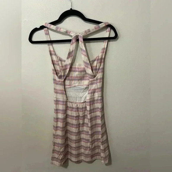 NWOT Free People Pastel just peachy Check Mini Dress S - Picture 5 of 6